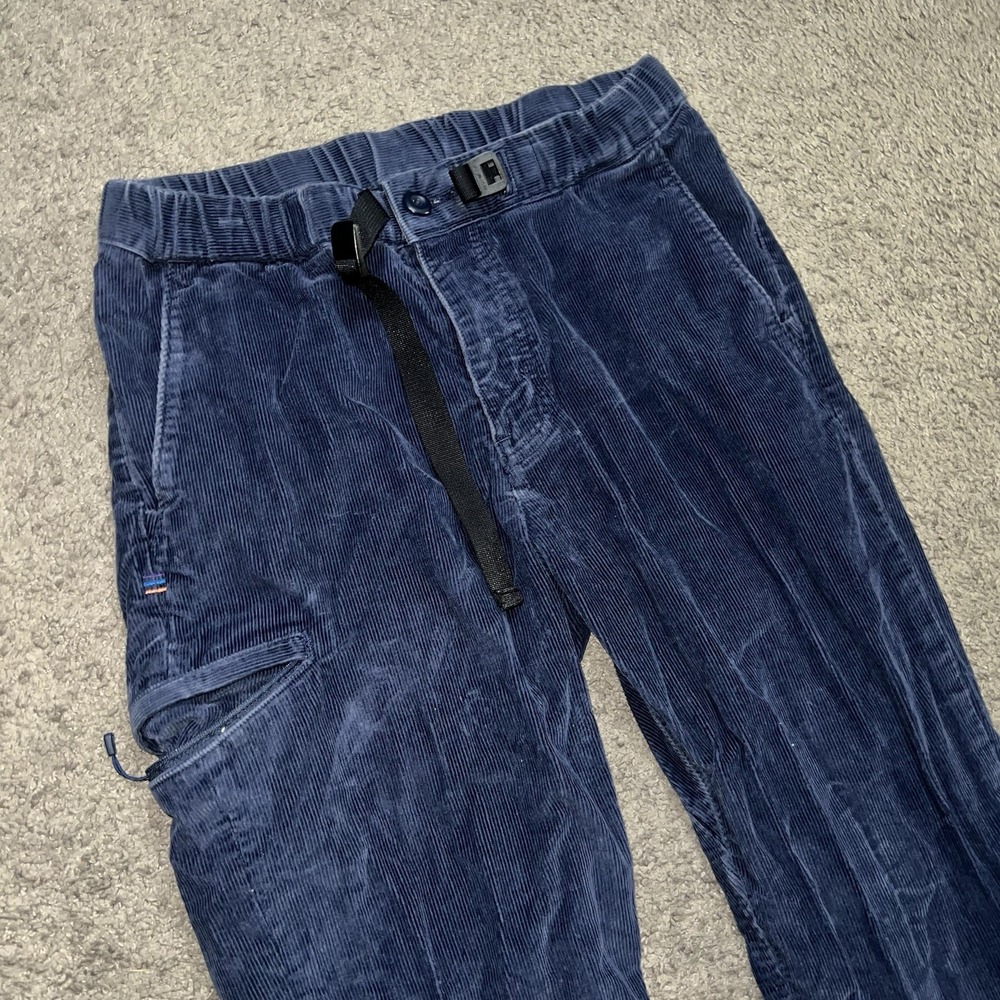 Patagonia GI Pants Mens S Blue Organic Cotton Corduroy Belted Freedom Workwear